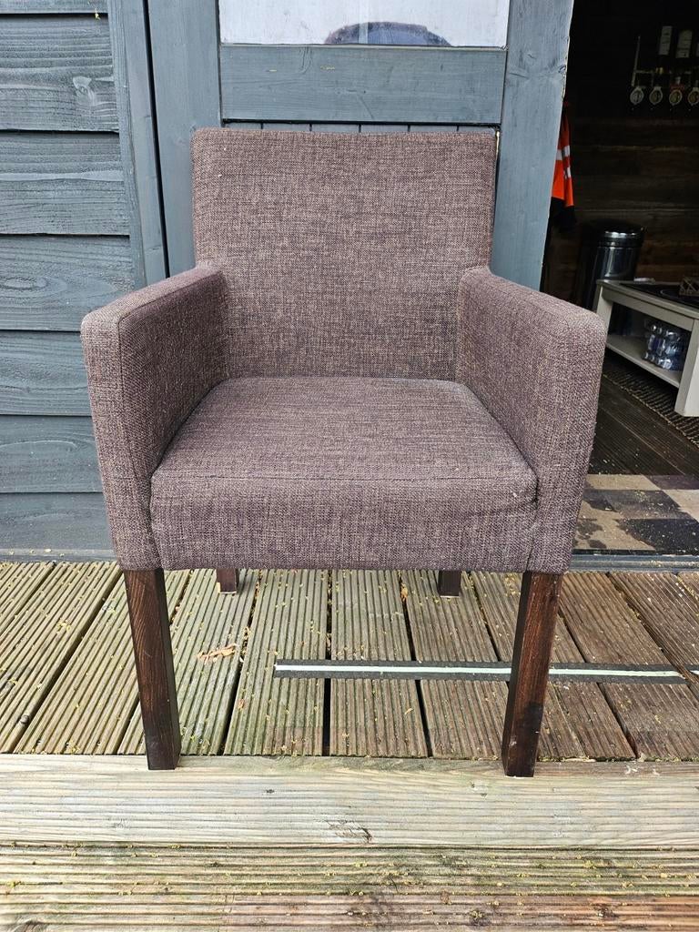 Comfortabele bruine stoel met armleuningen, Ophalen, Gebruikt, Bruin, Stof