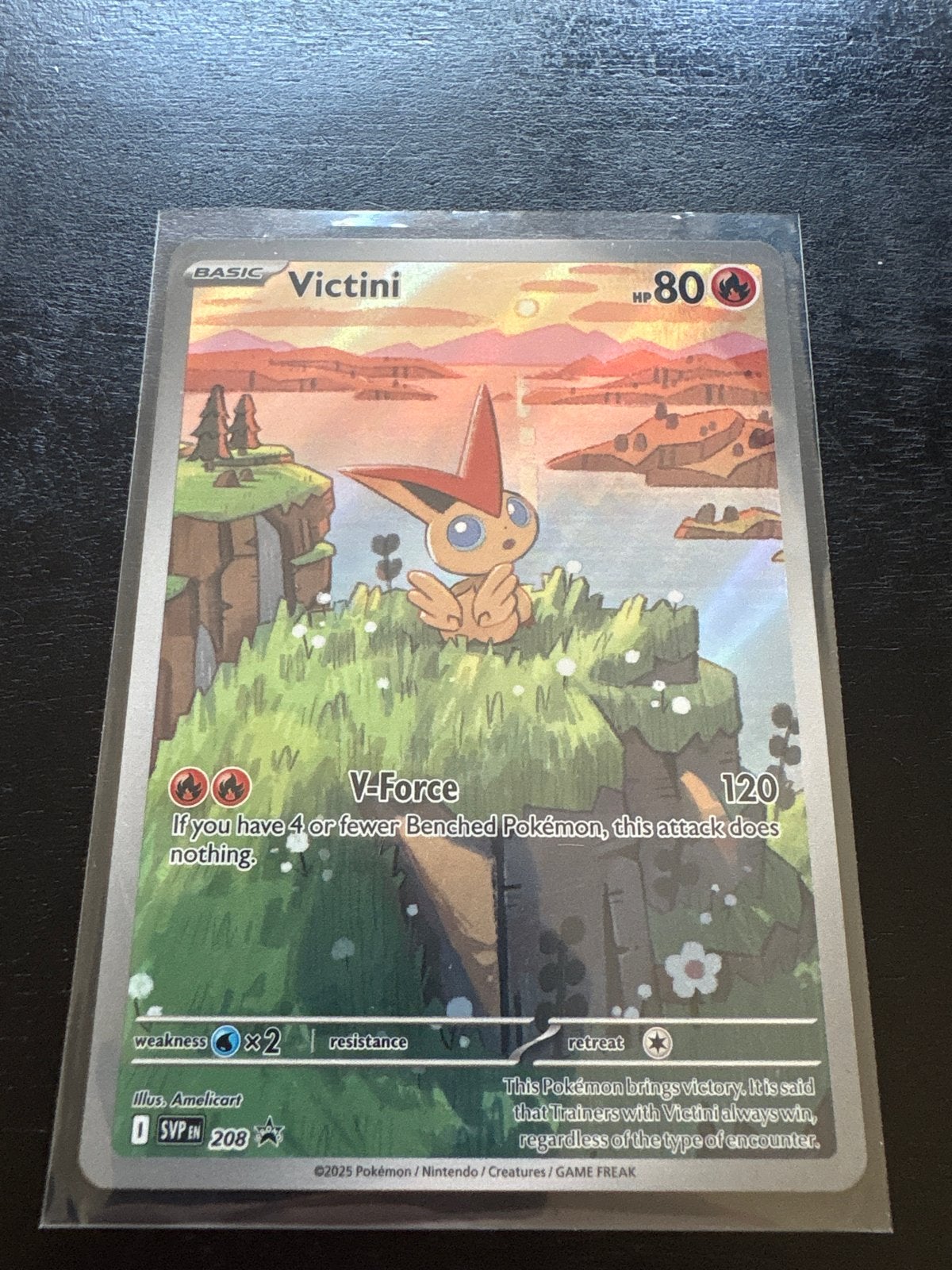 Victini Pokémon Kaart - Basic, HP 80, V-Force, Ophalen of Verzenden, Zo goed als nieuw, Losse kaart, Foil