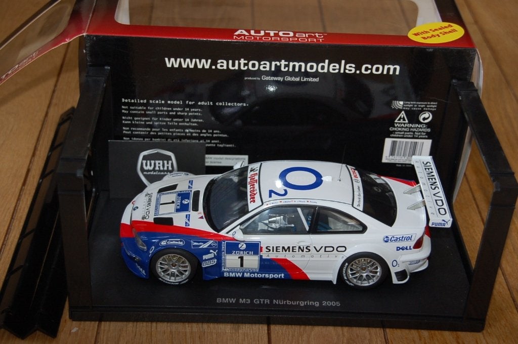 1:18 BMW M3 E46 GTR #1 Nurnburgring Autoart 80546 WRH, Verzenden, Zo goed als nieuw, Auto, Autoart