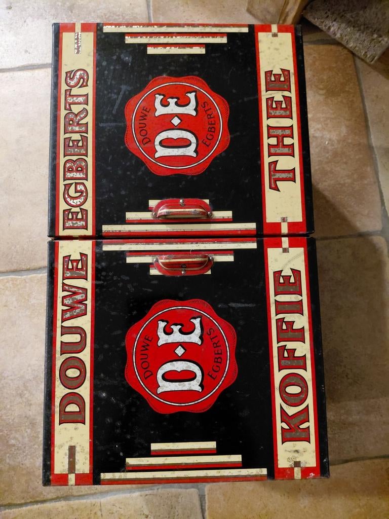 Vintage Douwe Egberts Koffie & Thee Trommel, Ophalen of Verzenden, Gebruikt, Koffie, Douwe Egberts