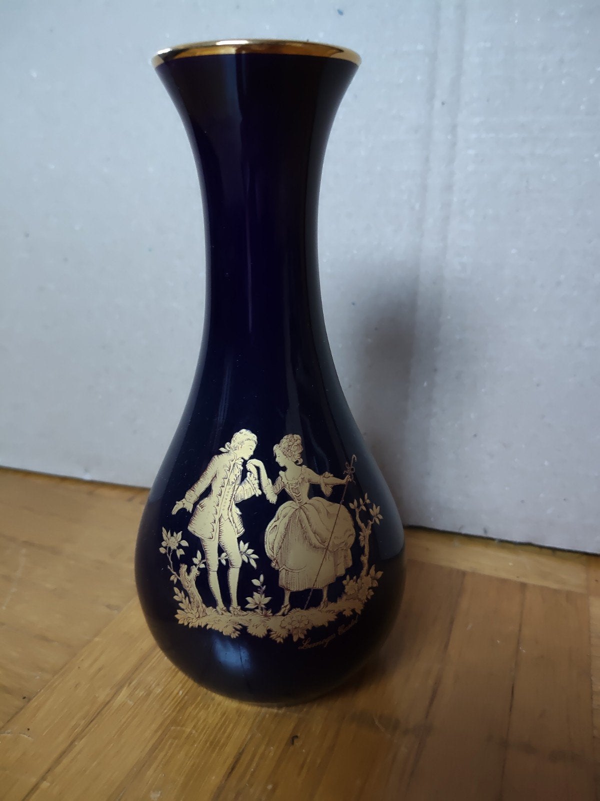 Limoges Castel 22K Gouden Kobaltblauwe Vaas, Ophalen of Verzenden