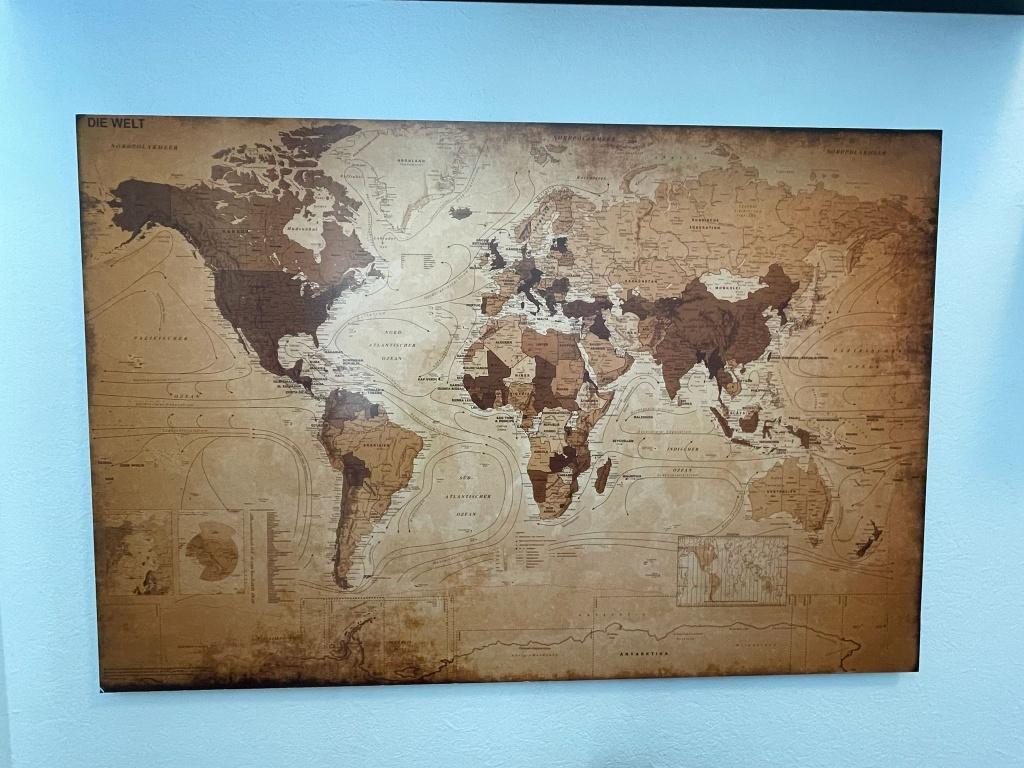 Houten wereldkaart schilderij, Ophalen, Wandhanger, 90 cm, Hout
