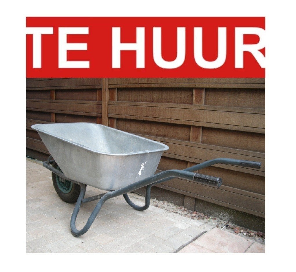 Te huur: kruiwagen met metalen bak, antilek band huren lenen, Ophalen, Handmatig, Eenwielig