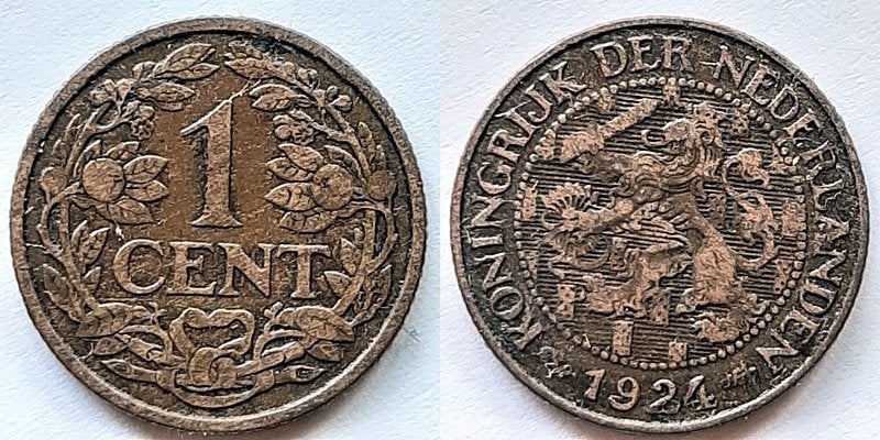 Cent 1924 Wilhelmina, Verzenden, Koningin Wilhelmina, 1 cent