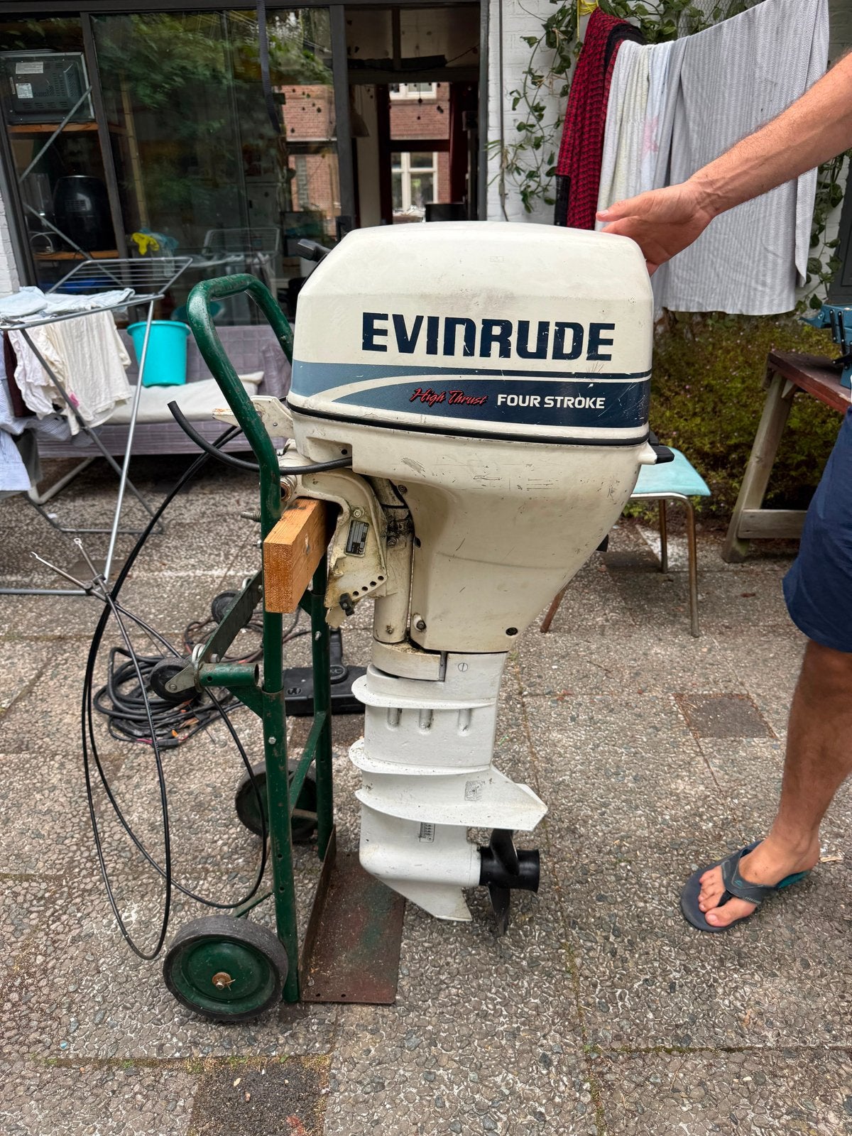 Evinrude 9.9 pk 4-takt buitenboordmotor (loop/onderdelen), Ophalen, Gebruikt, 5 tot 10 pk, Elektrische start