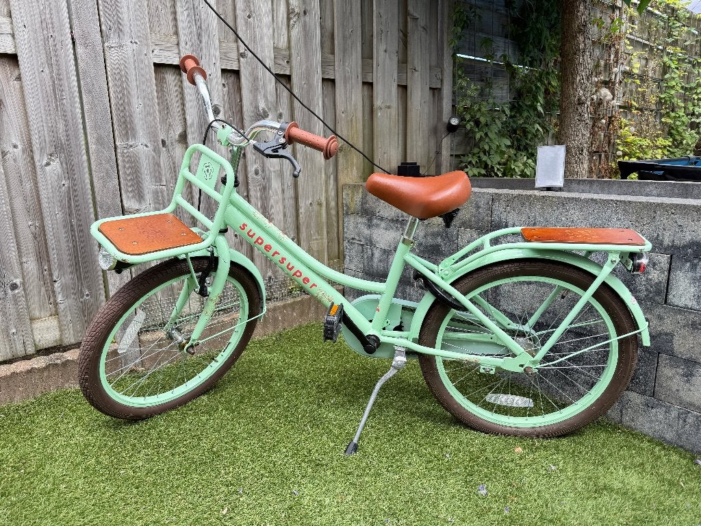 Popal SuperSuper Cooper Bamboo kinderfiets meisjes fiets, Ophalen, Terugtraprem, Gebruikt, Handrem