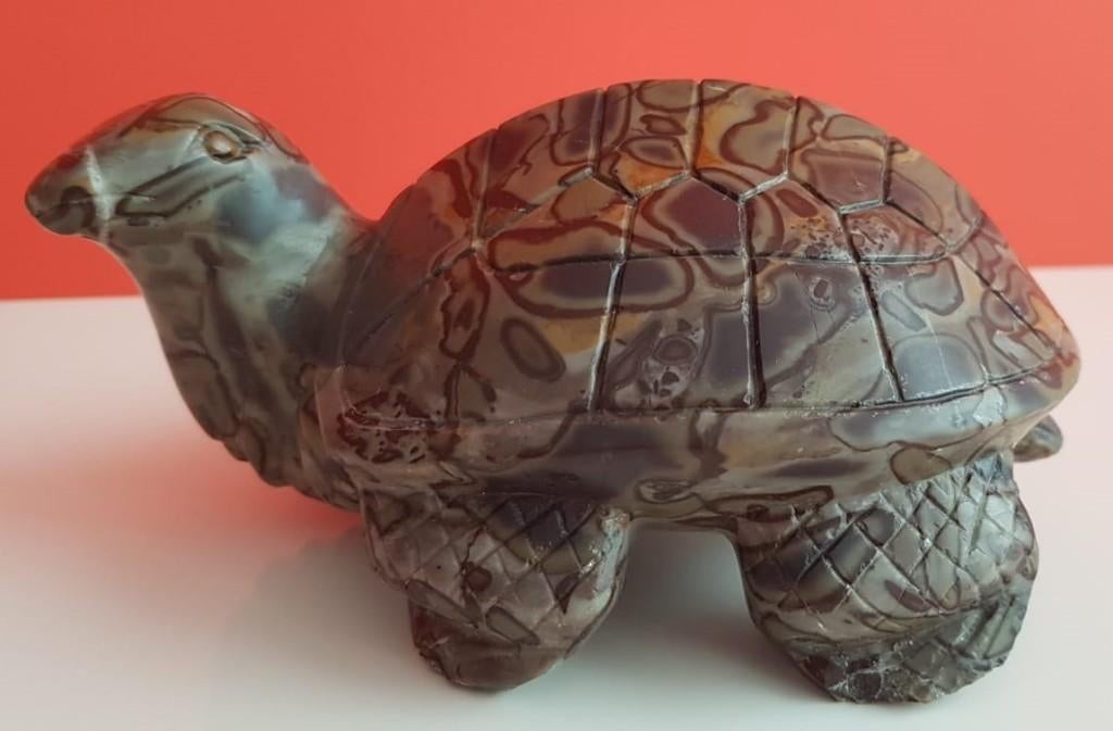 Prachtig stenen beeld van een schildpad, Minder dan 20 cm, Ophalen of Verzenden, Zeeleven, Beeld