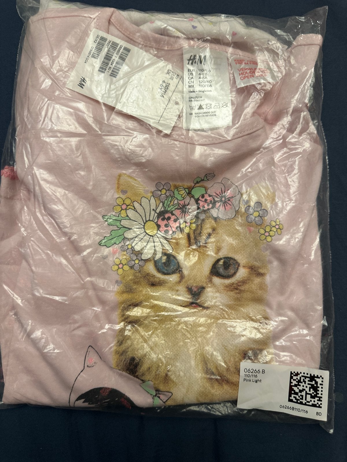 Nieuw H&M pyjama met Kattenprint Maat 110/116, Kinderen en Baby's, Kinderkleding | Maat 116, Ophalen of Verzenden, Nieuw, Meisje