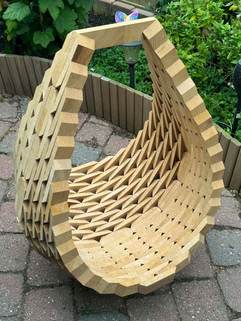 Een prachtige eikenhouten bloemenmand, Tuin en Terras, Ophalen, Overige materialen, 40 cm of meer, Nieuw