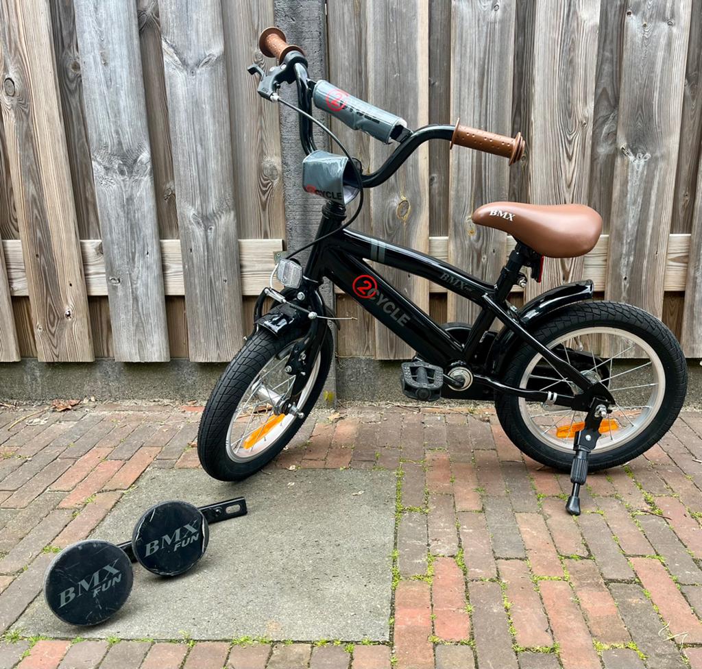 Kinderfiets 14 inch 2Cycle BMX Fun, zwart, Ophalen, Gebruikt, Staal, Minder dan 16 inch