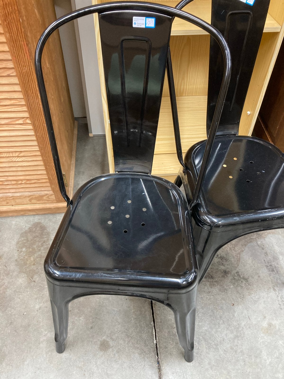 4 Zwarte Metalen Eetkamerstoelen - Prijs per stuk, Huis en Inrichting, Stoelen, Gebruikt, Ikea, Zwart, Ophalen of Verzenden