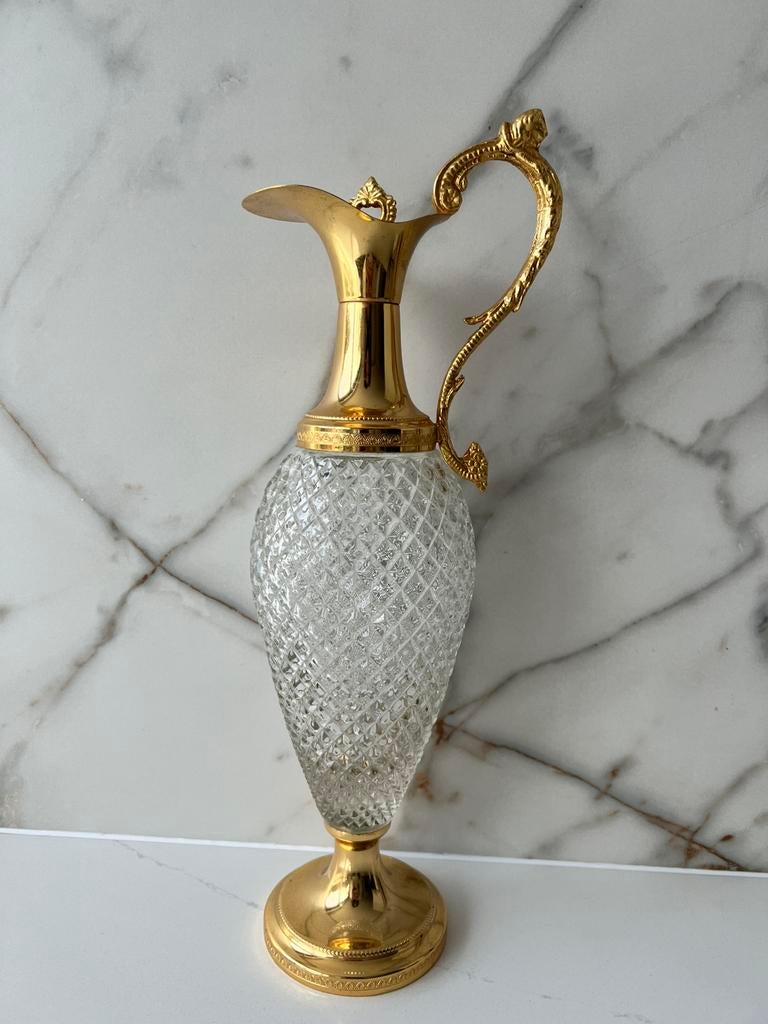 VINTAGE MESSIG KRISTAL GLAS WIJNKARAF WIJN / WATER KARAF KAN, Ophalen of Verzenden