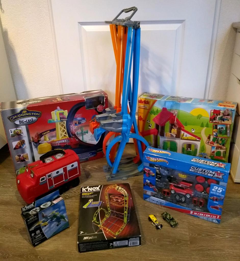 Groot Speelgoedpakket😃HotWheels🔹K'Nex🔹Chuggington🔹Abrick, Ophalen, Racebaan, Zo goed als nieuw, Hot Wheels