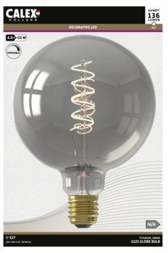 Calex LED-filament globe 125mm E27 4W titanium dimbaar, Ophalen, Nieuw, E27 (groot), Led-lamp