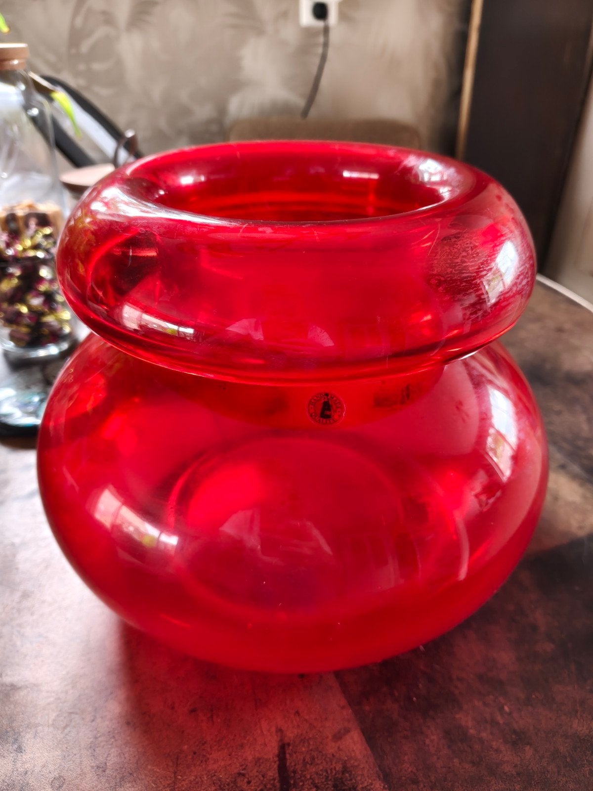 Vintage rode glazen vaas - Limited Edition IKEA, Ophalen of Verzenden