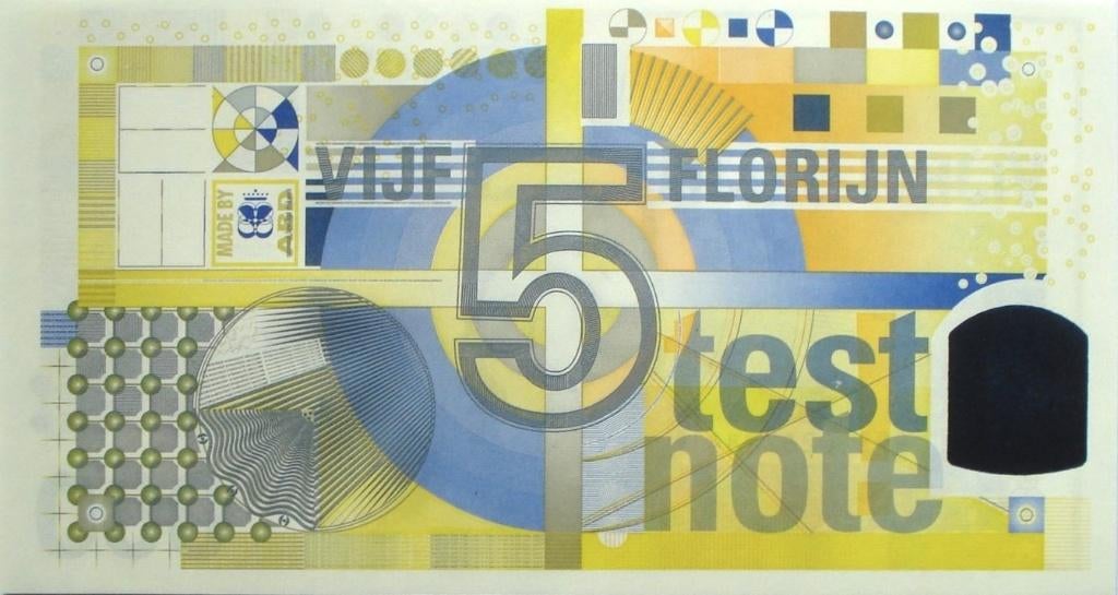 Nederland 5 florijn z.j. (1998, UNC, testbiljet J. Enschede), Ophalen of Verzenden, 5 gulden, Los biljet