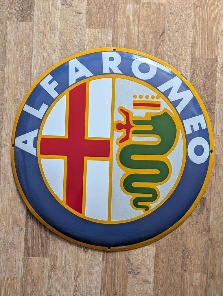 Groot emaille Alfa Romeo bord, Ophalen of Verzenden, Reclamebord