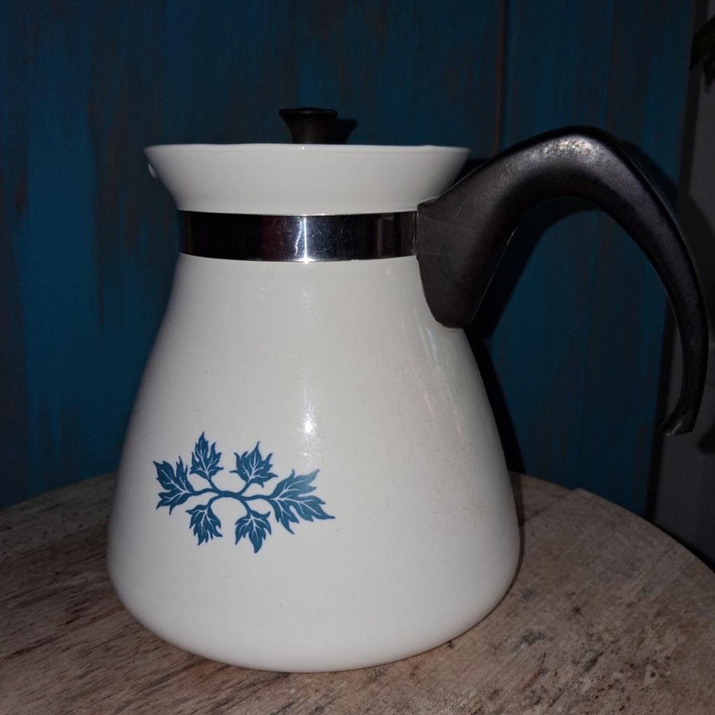 Vintage Pyrofam Koffiekan - Blauwe Bladeren Design, Antiek en Kunst, Antiek | Emaille, Ophalen of Verzenden