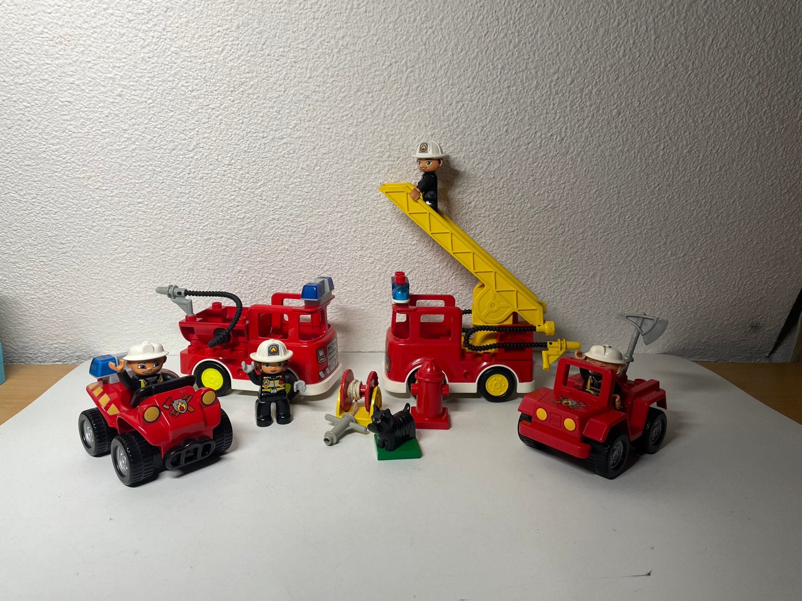 Duplo 4 Brandweerwagens, Ophalen of Verzenden, Gebruikt, Complete set, Duplo