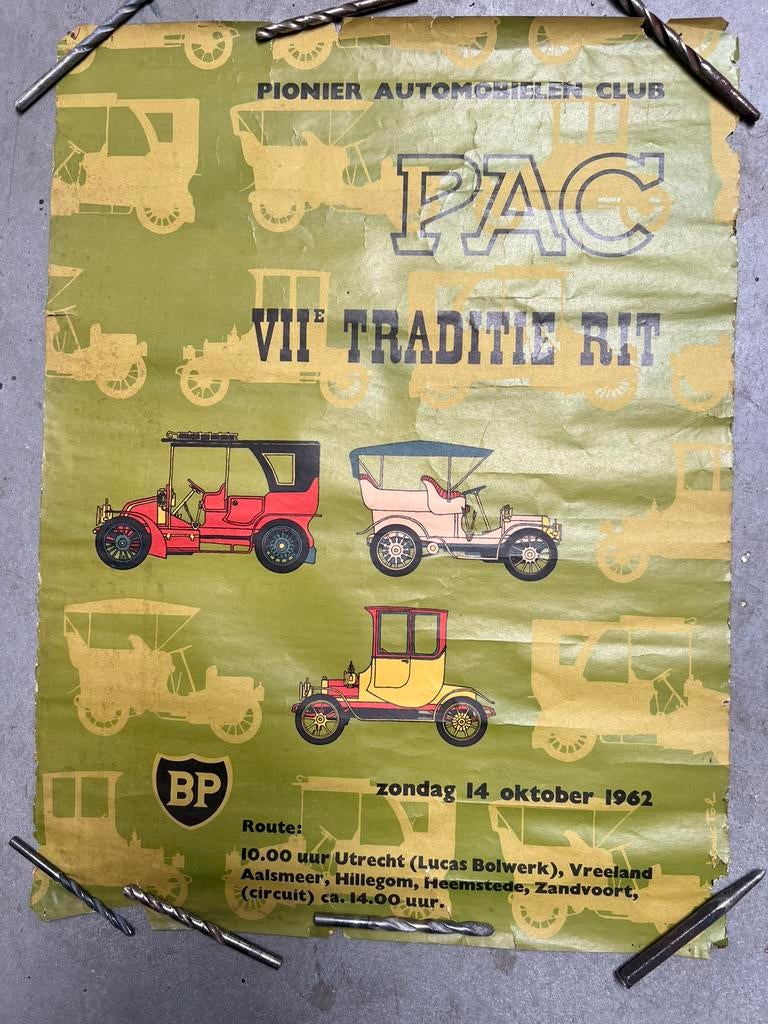 PAC  pioneer automobielen club poster 1962, Ophalen of Verzenden, Zo goed als nieuw, A1 t/m A3, Film en Tv
