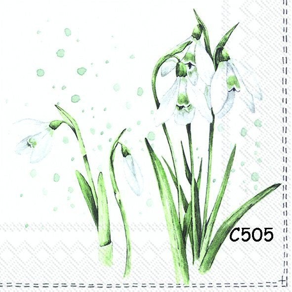 Servetten decoupage/bullet journal – sneeuwklokjes C505, Verzenden, Nieuw