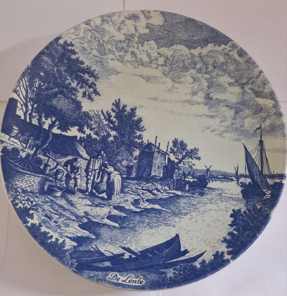 Delfts Blauw sierbord 'De Lente'., Antiek en Kunst, Curiosa en Brocante, Ophalen of Verzenden