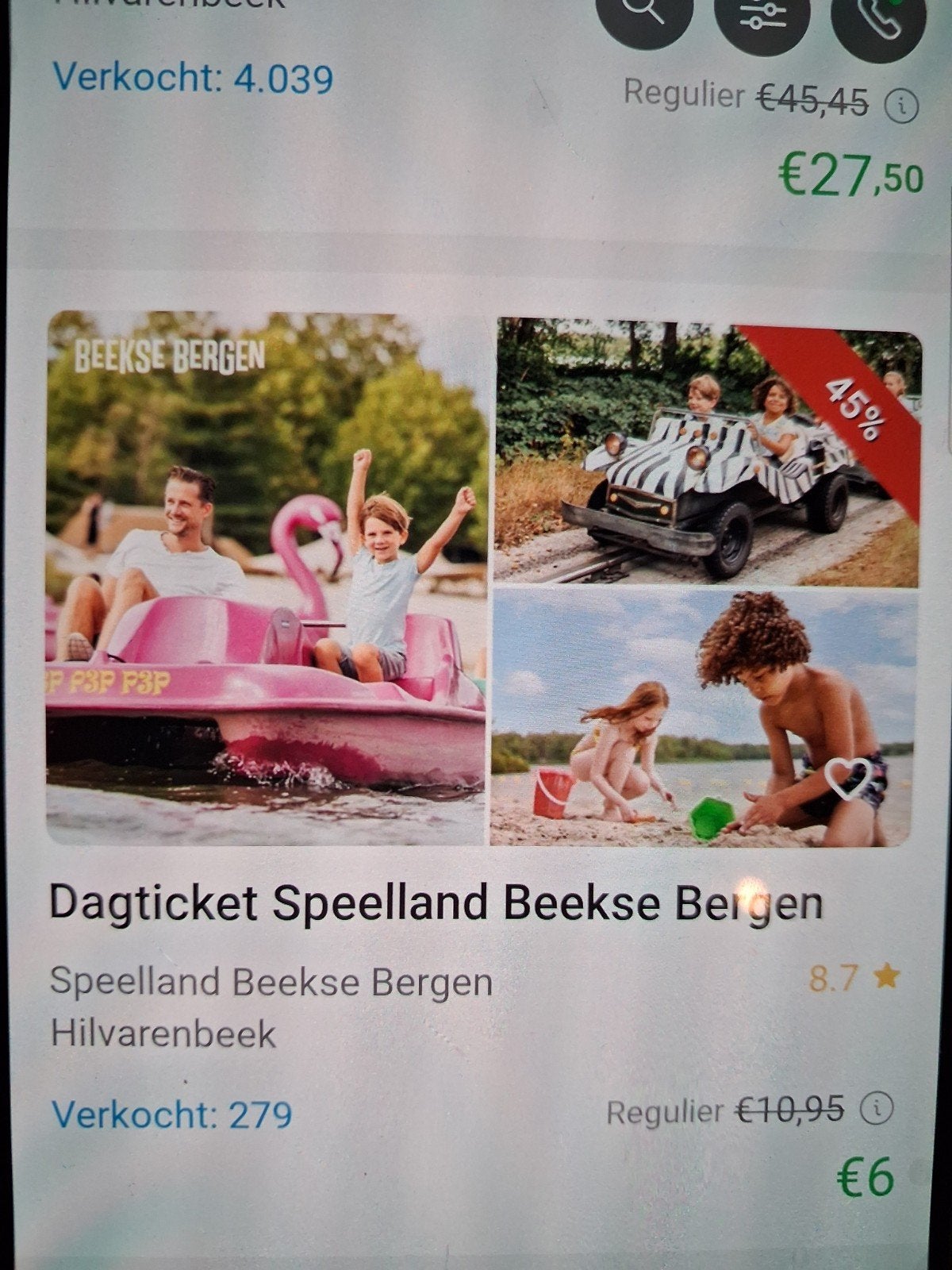 4 Kaartjes Beekse bergen speelland