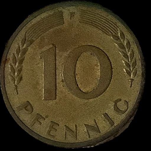 Duitse 10 pfennig 1950 Messing geplateerd Staal, Ophalen of Verzenden, Duitsland, Losse munt