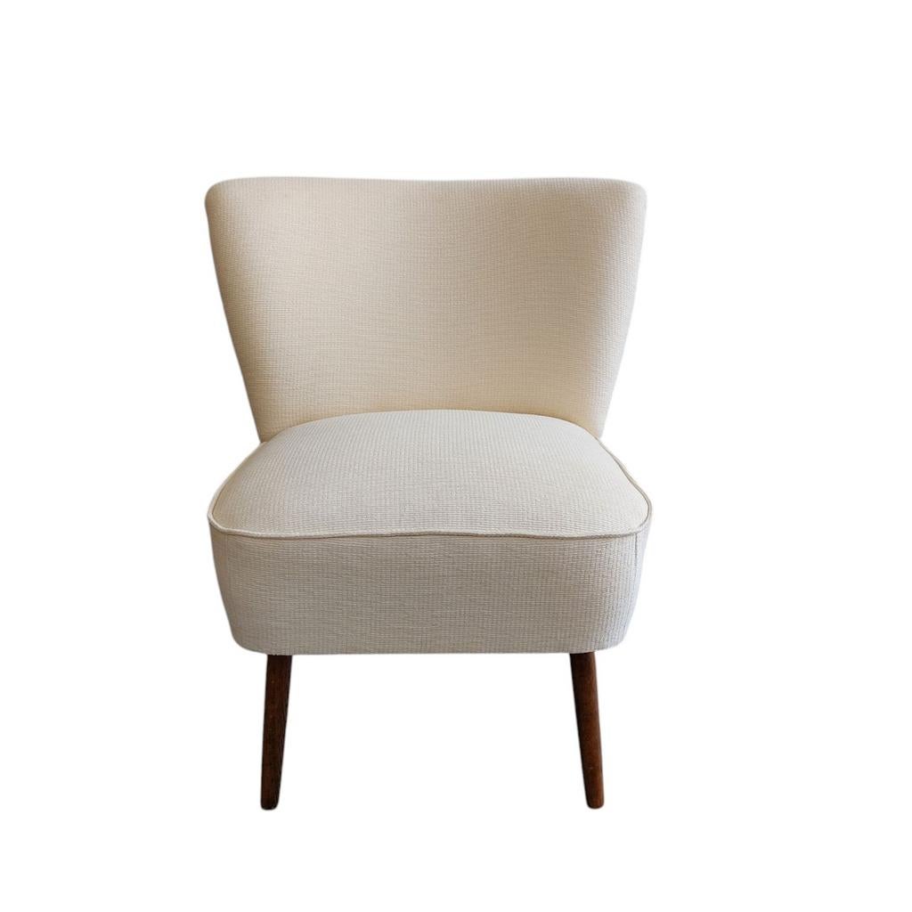 Vintage cocktail stoel Wunsch (nieuw gestoffeerd), Huis en Inrichting, Stoelen, Zo goed als nieuw, Eén, Stof, Wit, Ophalen