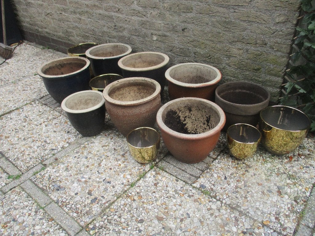 Bloempot tuin terras balkon 13 stuks aardewerk, Tuin en Terras, Ophalen, Gebruikt, Rond, Minder dan 40 cm