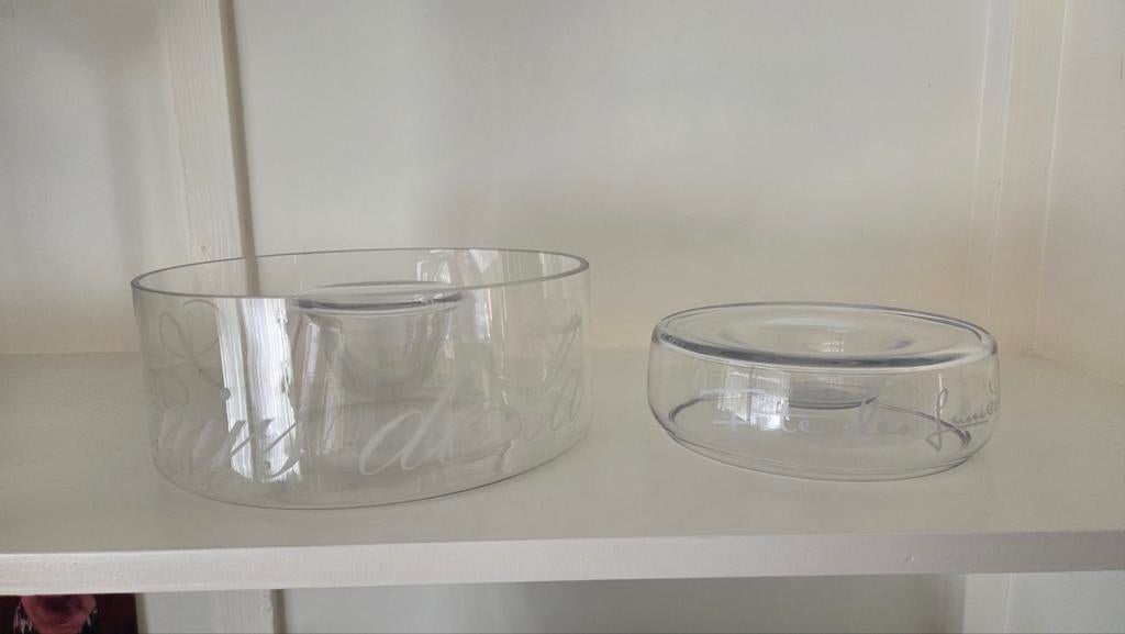 2x Riviera Maison Schaal met Dipkom - Perfect voor Hapjes, Ophalen, Schaal, Ovaal, Glas