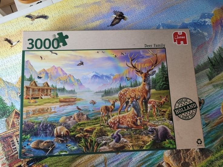 Puzzel 3000 stukjes hertenfamilie, Ophalen of Verzenden, Meer dan 1500 stukjes, Zo goed als nieuw