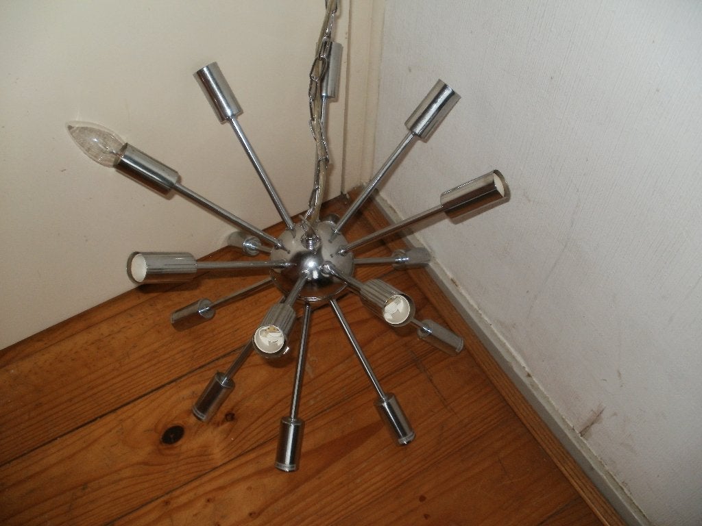 hanglamp metaal 18 lichtpunten stijl Sputnik, Ophalen of Verzenden, Gebruikt, Metaal
