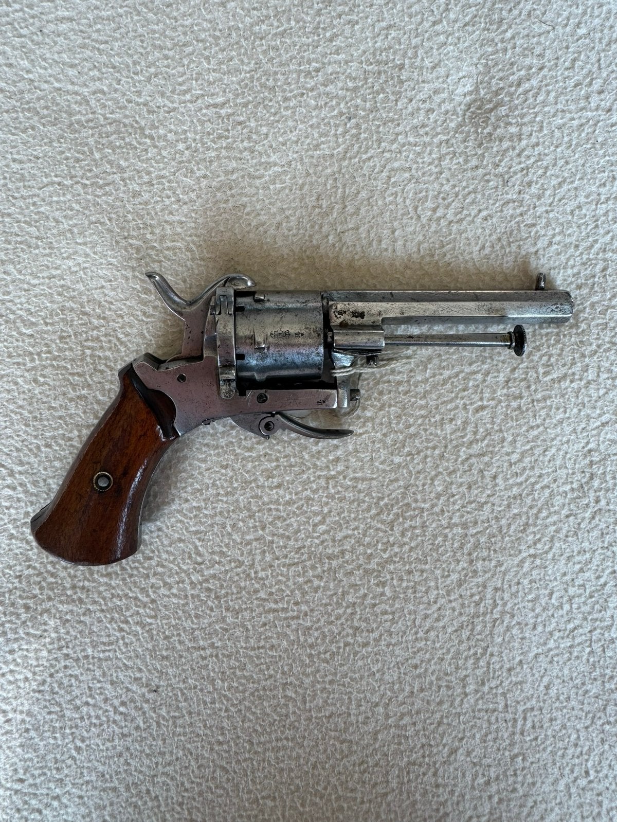 Belgische/Luikse penvuurrevolver 7mm ca. 1860, Ophalen of Verzenden, Landmacht, Overige gebieden, Mes of Dolk