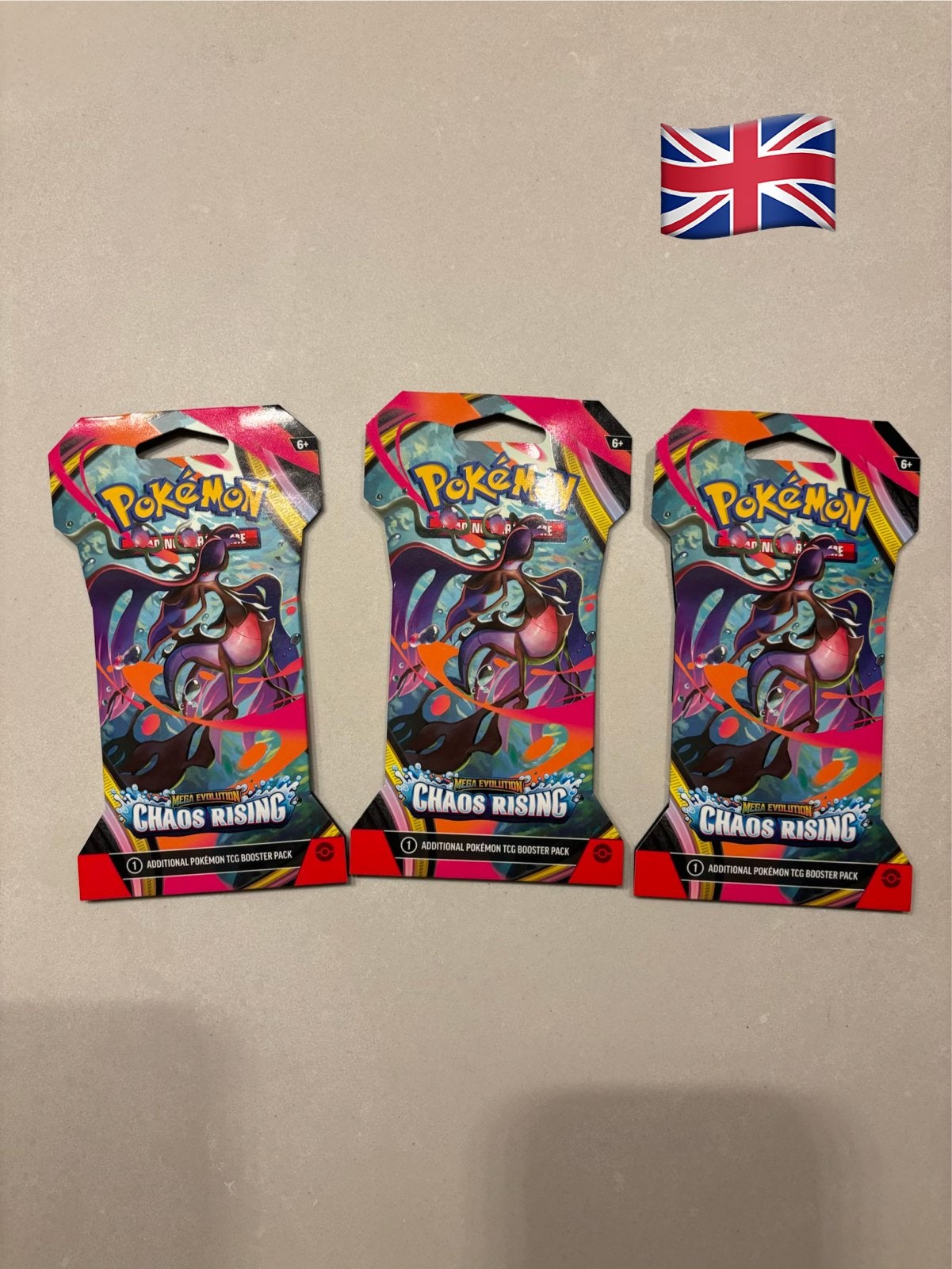 Pokémon TCG Chaos Rising Sleeved Booster Packs - Nieuw (3x), Ophalen of Verzenden, Nieuw, Booster