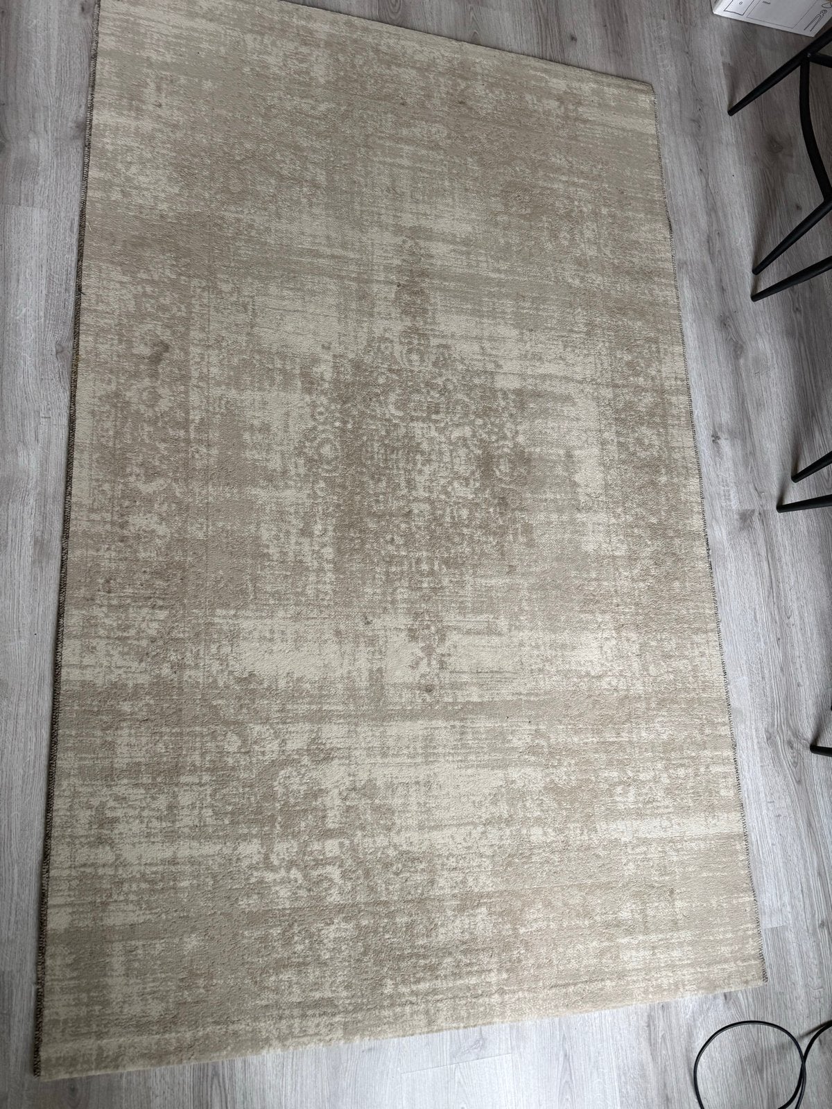 Vloerkleed creme/bruin patroon, Huis en Inrichting, Stoffering | Tapijten en Kleden, Ophalen, 100 tot 150 cm, Zo goed als nieuw