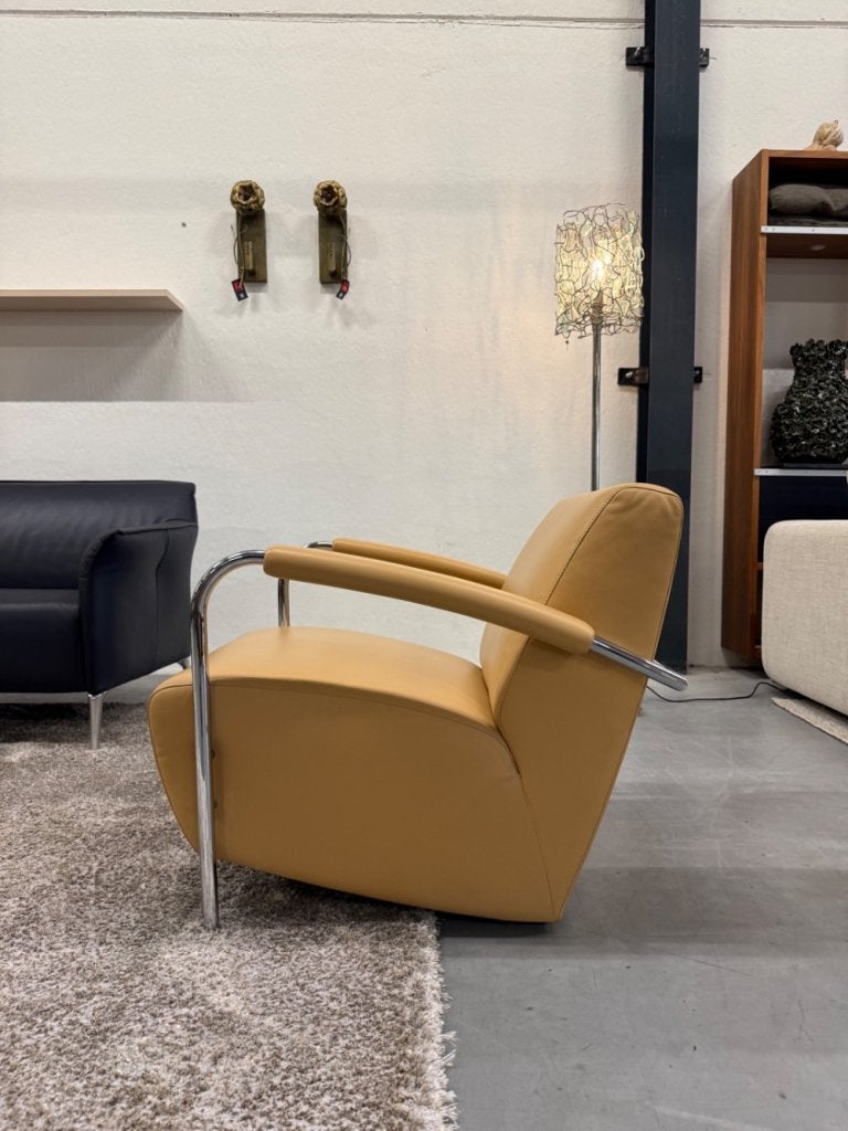 Leolux Scylla fauteuil Camel leer Design stoel, Info@leolux.nl, Ophalen of Verzenden, Pode evidence, Leolux