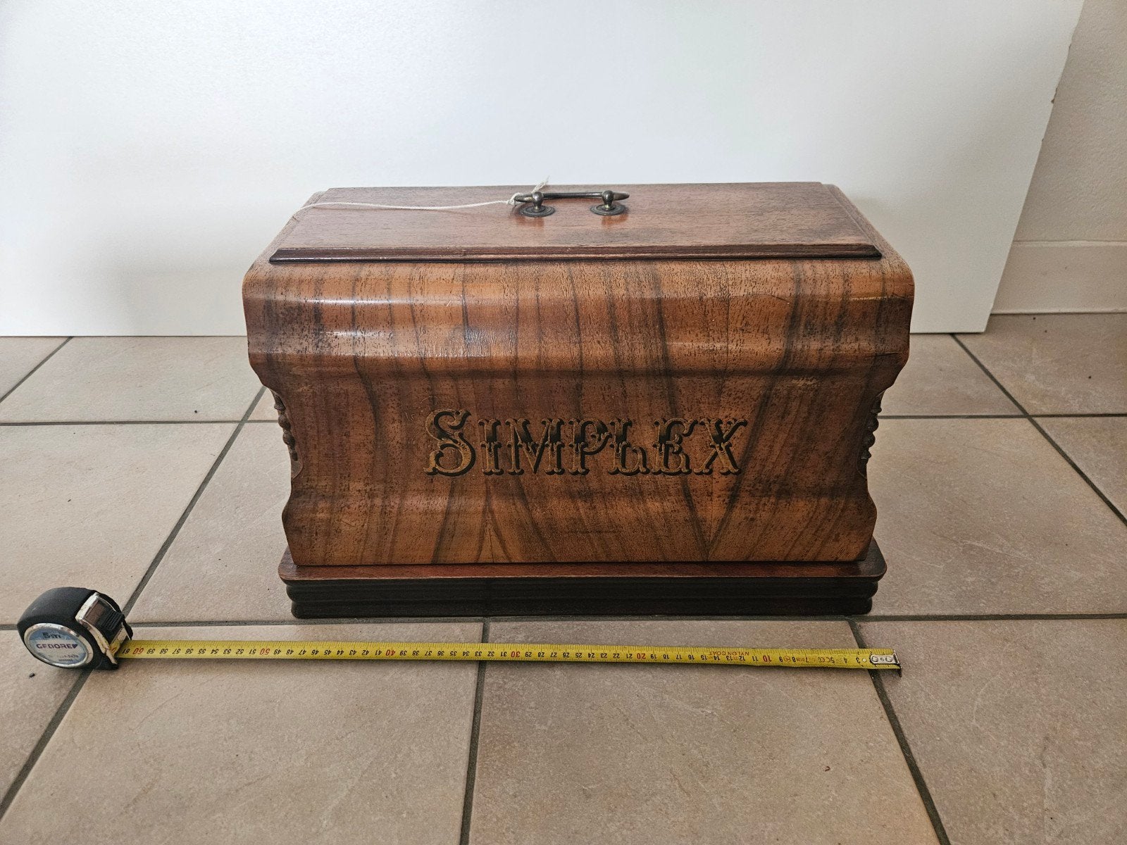 Antieke Simplex naaimachine met houten kap, Ophalen of Verzenden