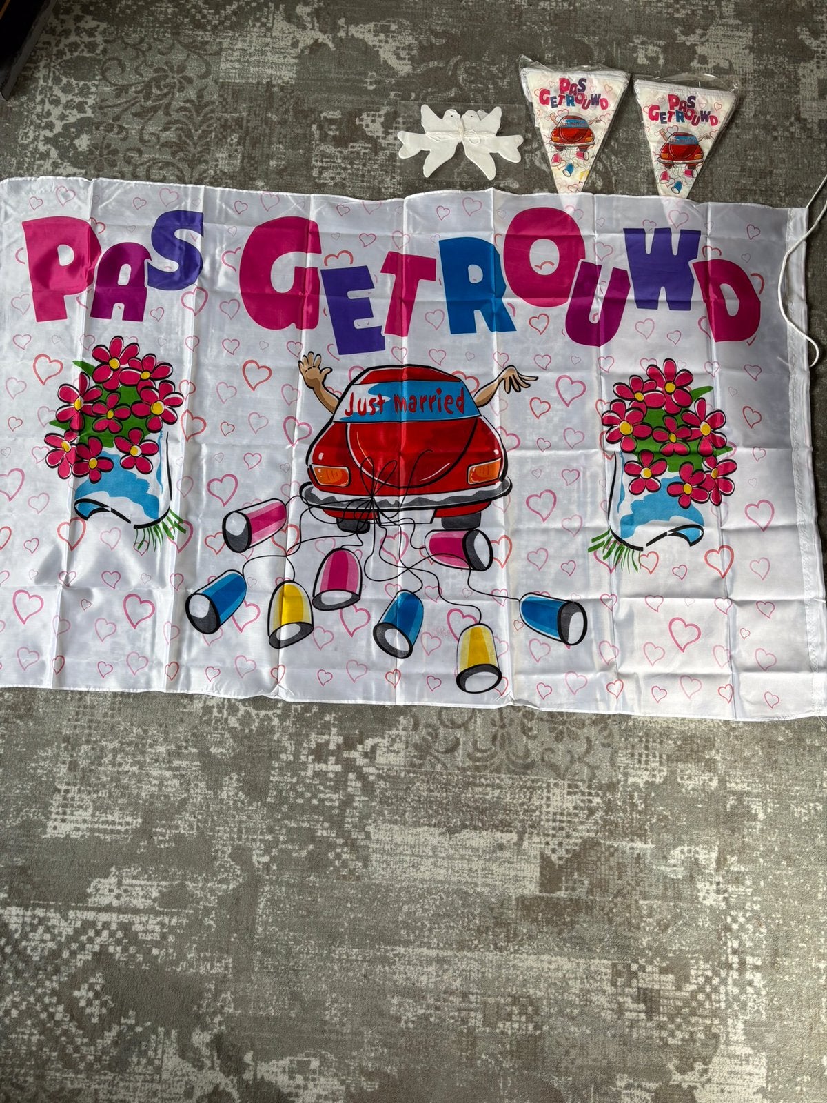 Pas getrouwd vlag slingers, Ophalen of Verzenden, Nieuw