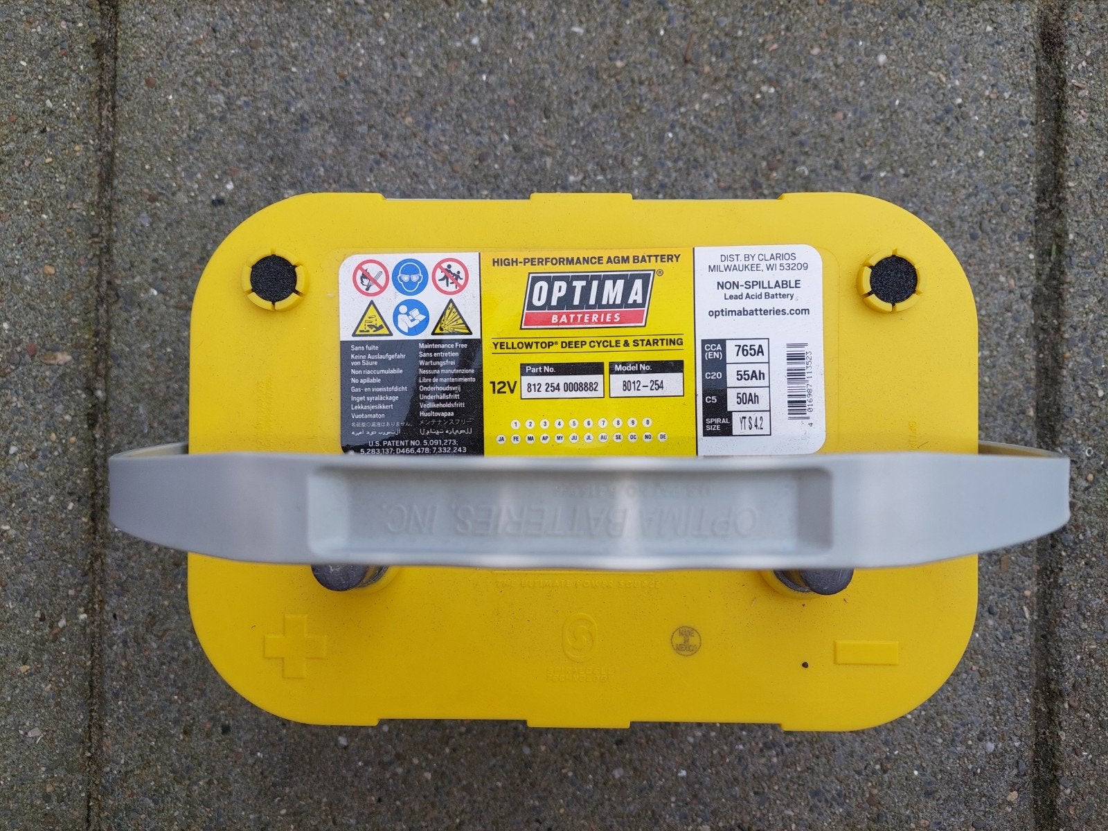 Optima Accu Yellowtop met CTEK MXS 5.0 druppellader, Ophalen, Gebruikt