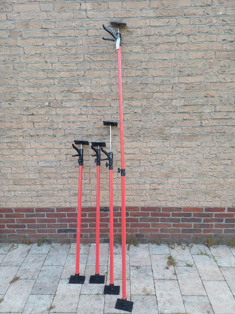 Set van 4 telescopische plafondsteunen rood, Ophalen, Gebruikt, Opvouwbaar of Inschuifbaar, 2 tot 4 meter