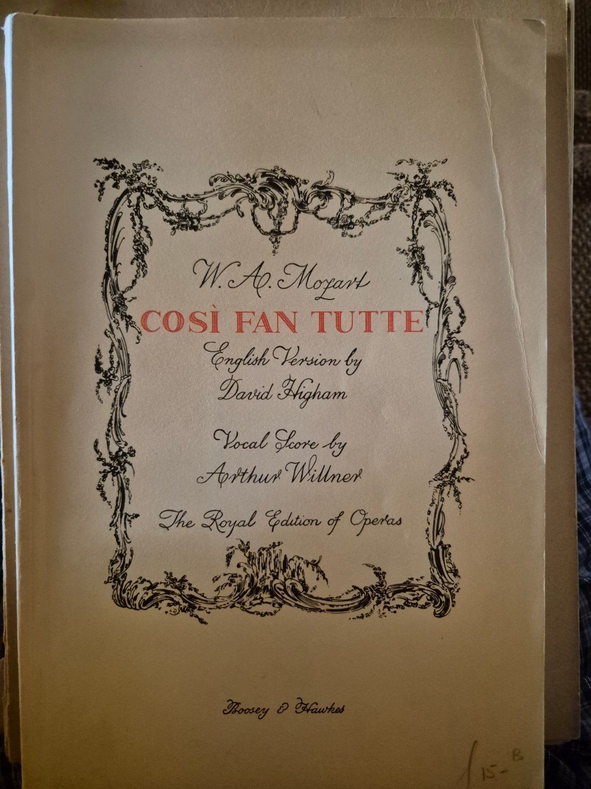 Mozart - Così fan tutte - Vocal Score (Engelse versie), Gebruikt, Klassiek, Ophalen of Verzenden, Piano