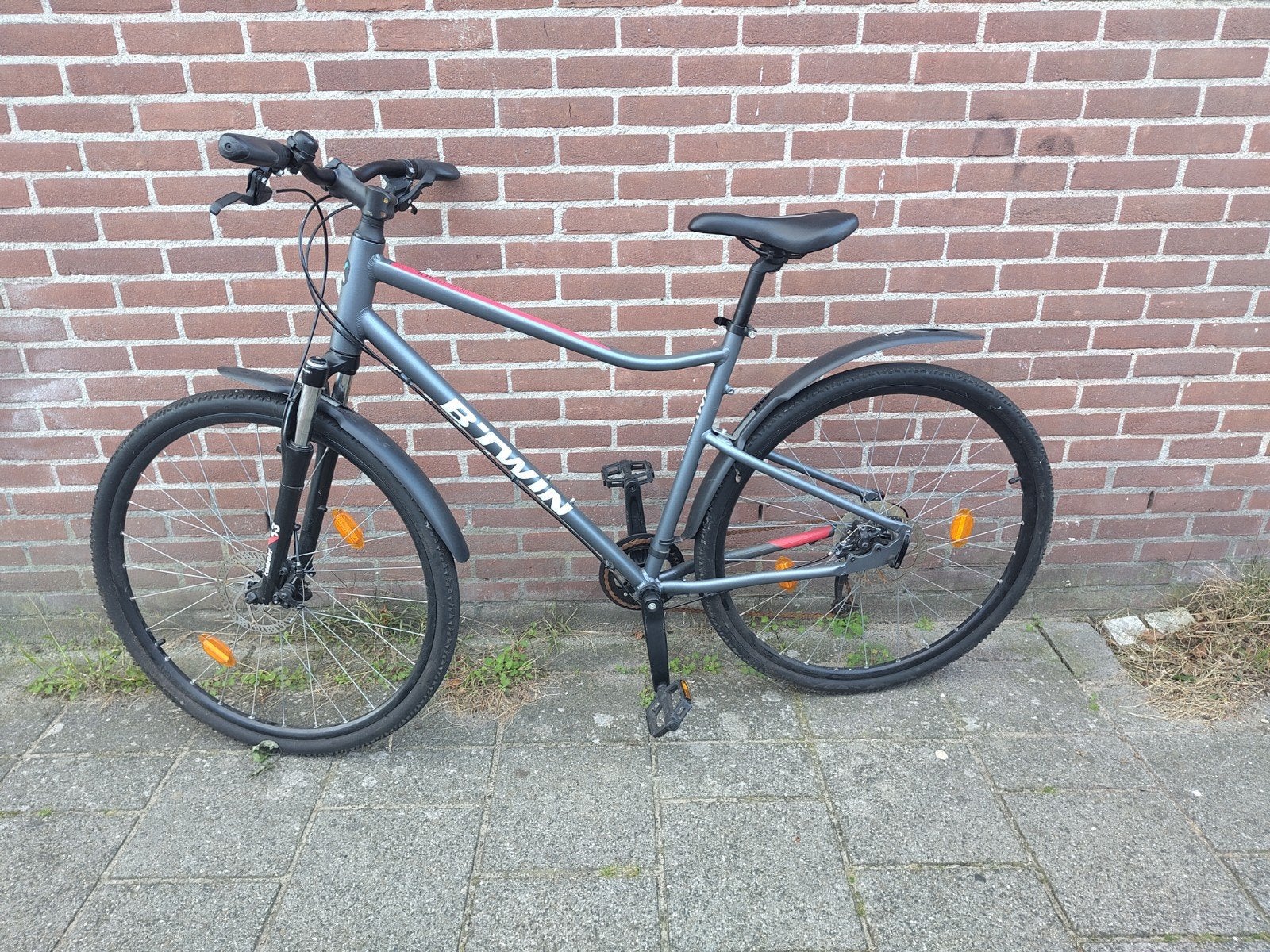 B'Twin Riverside 500 hybride fiets, maat L, Fietsen en Brommers, Gebruikt, Vering, Overige maten, 57 tot 61 cm