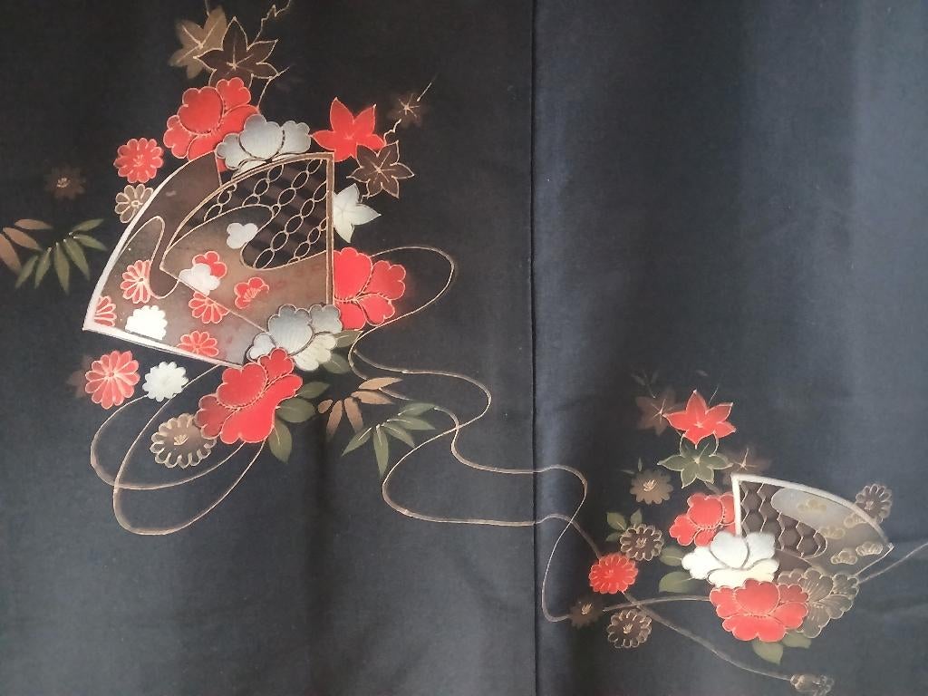 Traditionele Japanse Kimono haori jasje black red matsu, Ophalen of Verzenden