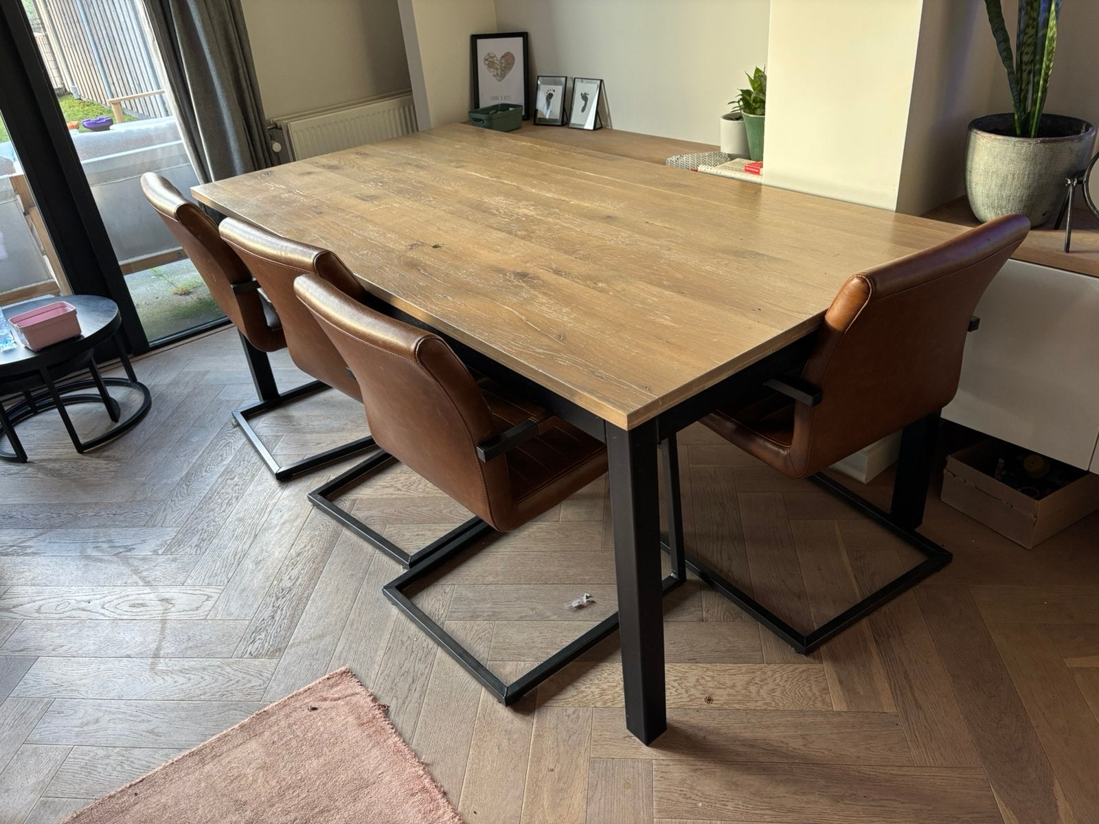 Volledige eethoek | tafel en 6 stoelen, Ophalen, Gebruikt, 200 cm of meer, 50 tot 100 cm