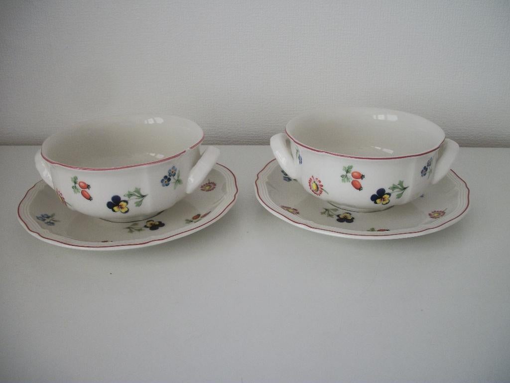 2 Soepkom en Schotel - Villeroy en Boch Petite Fleur p.stuk, Huis en Inrichting, Keuken | Servies, Ophalen of Verzenden, Zo goed als nieuw