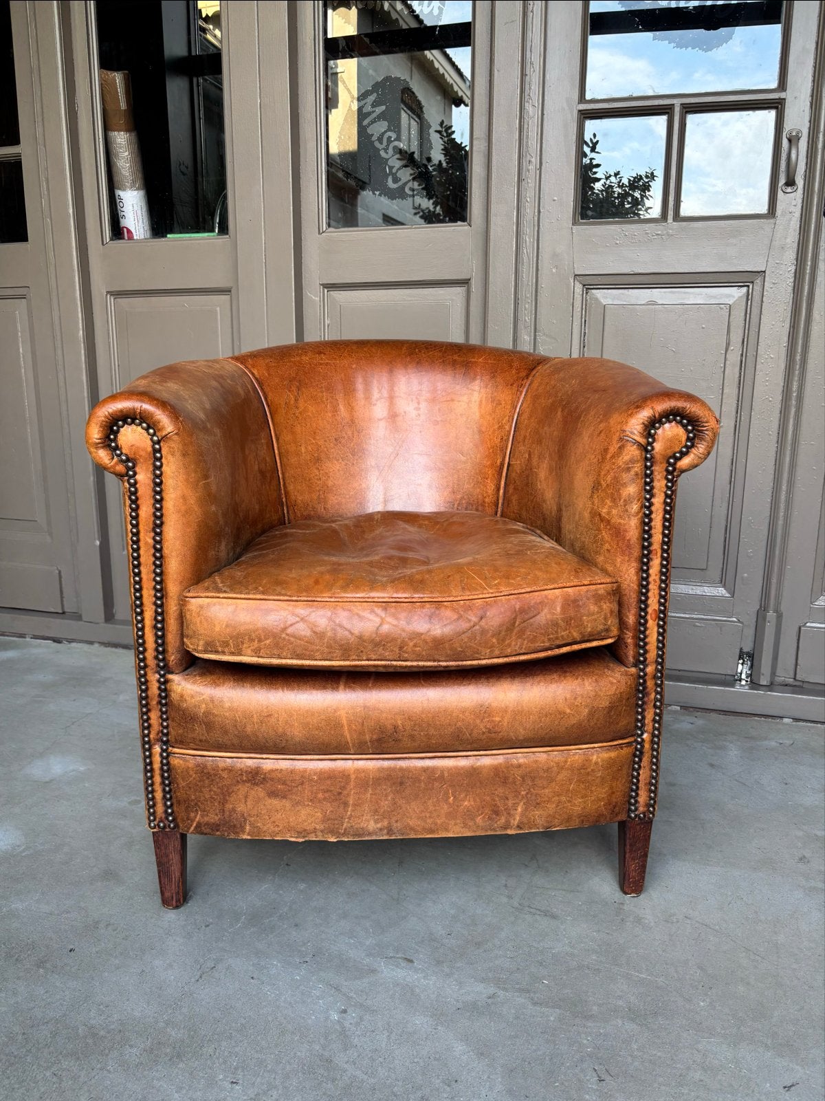 Vintage Schapenleren Fauteuil - Comfort en Stijl, Gebruikt, 75 tot 100 cm, Klassiek Stoer Vintage, Leer