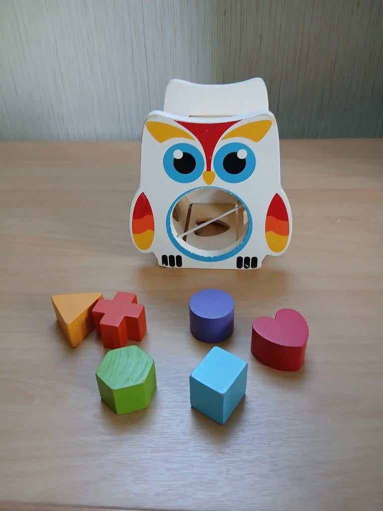 Houten vormenstoof uil - Educatief speelgoed, Ophalen of Verzenden, Gebruikt, Puzzelen