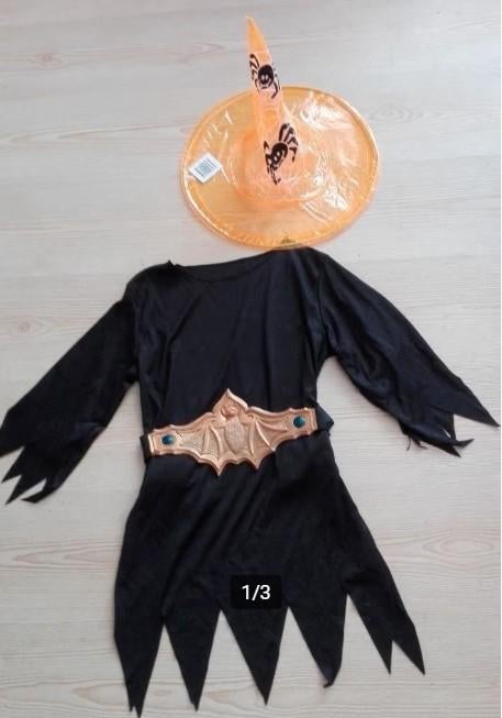 Heksen jurk + riem mt 122 / 140, Kinderen en Baby's, Carnavalskleding en Verkleedspullen, Ophalen of Verzenden, Nieuw, 134 t/m 140