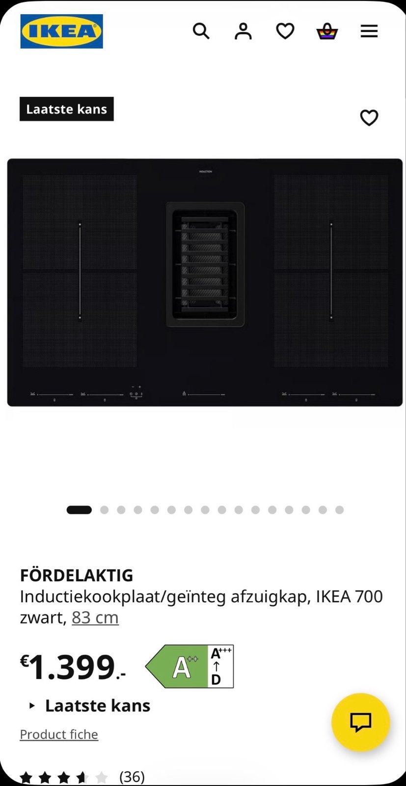 NIEUW IN DOOS IKEA FÖRDELAKTIG Inductiekookplaat met afzuig., Nieuw, Inbouw, Inductie, 4 kookzones